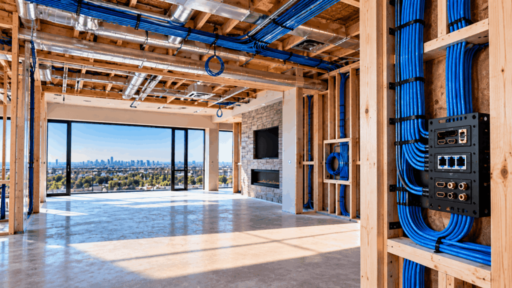 Structured AV and network pre-wiring in a modern building