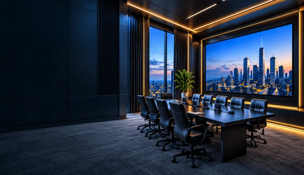 Conference room with large LED display
