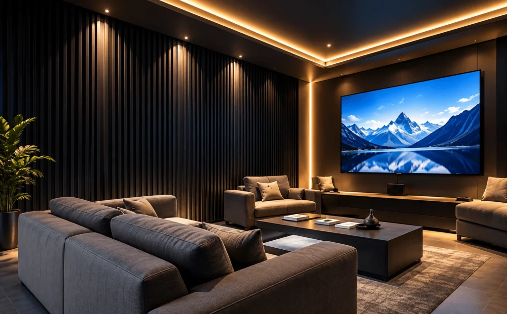 Luxury home theater with large display