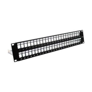 Wavenet 2U 48-Port Blank Keystone Patch Panel with Copper Ground Wire